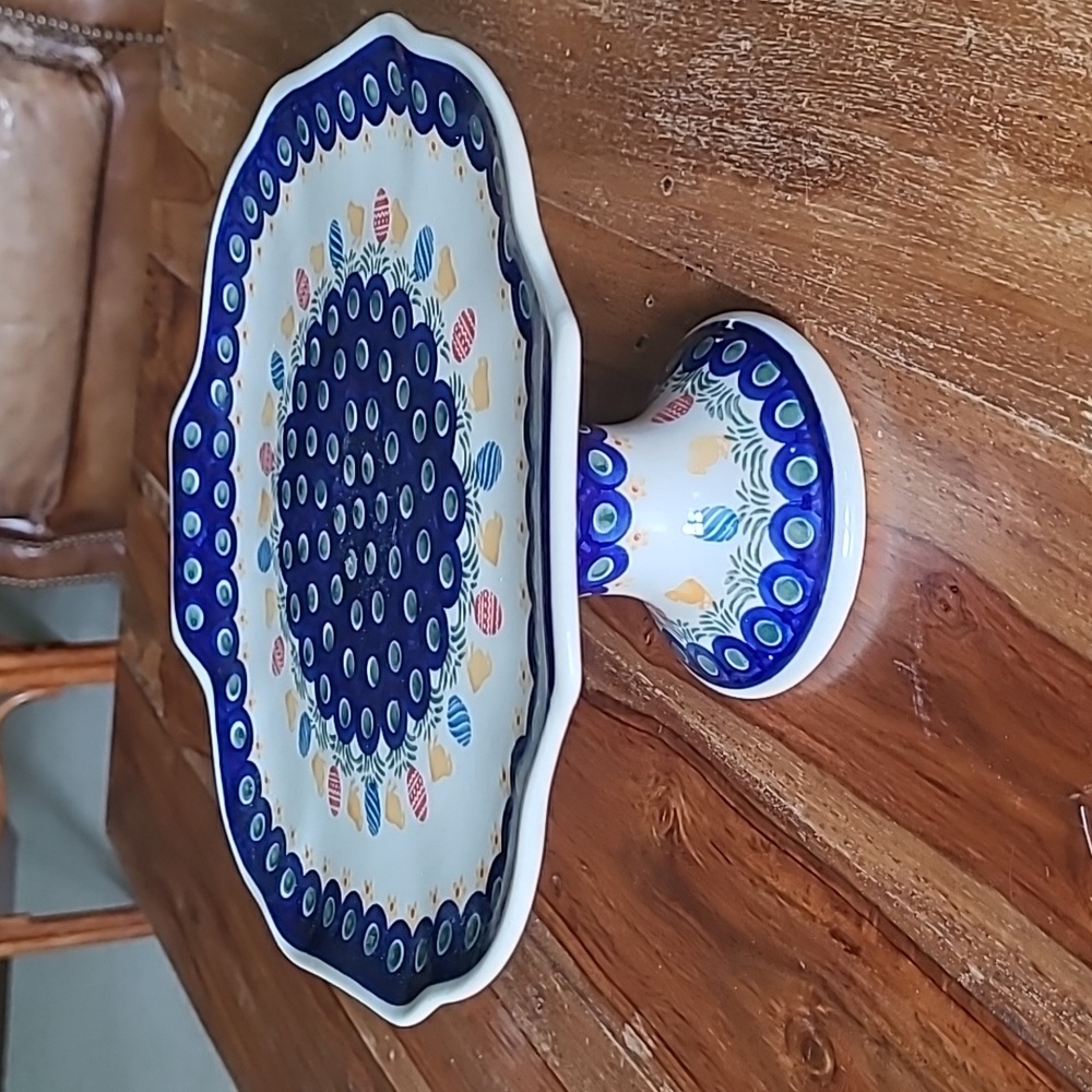 Polish Pottery Cake stand Boleslawiec Easter